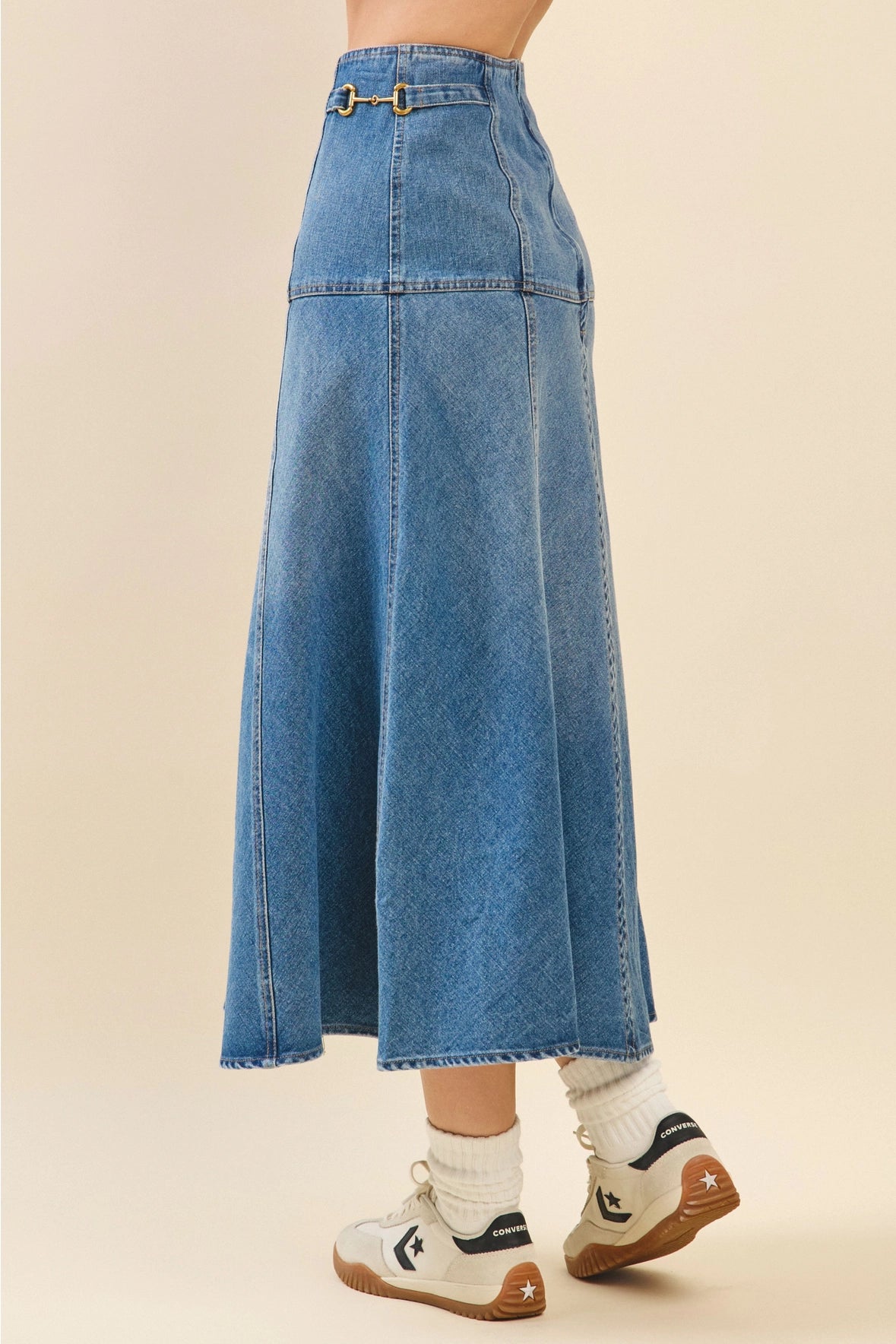 HIGH WAISTED A LINE DENIM SKIRT