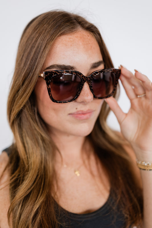 BELLA- ANIMAL + BROWN GRADIENT SUNGLASSES
