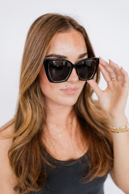 BECKY IV- BLACK + GREY POLARIZED SUNGLASSES