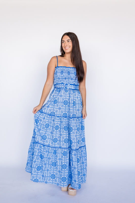 NIGHTS AHEAD BELTED MAXI DRESS
