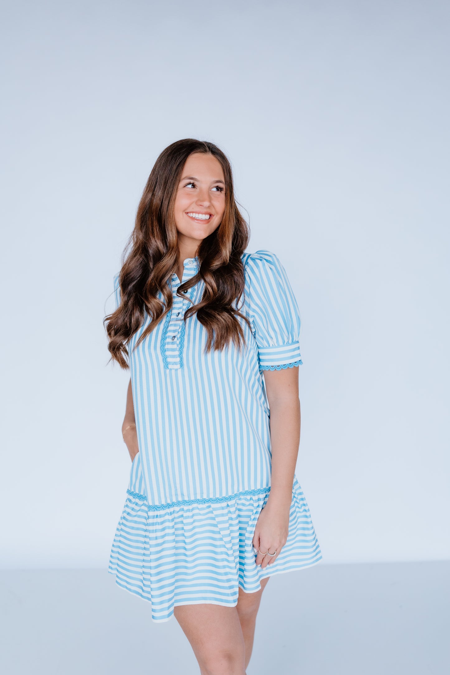 FANCY LIKE STRIPE COLLAR DRESS