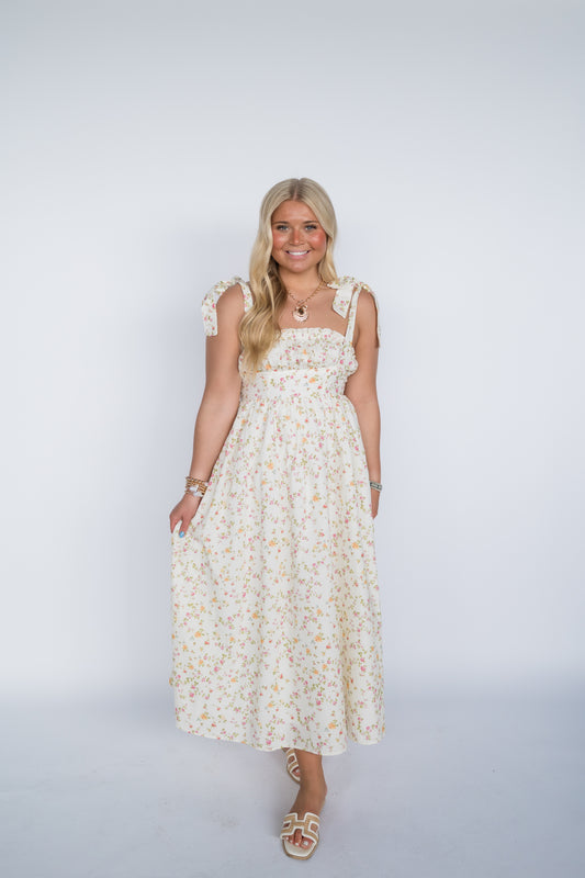 PICNIC TIME THREE TIERED RUFFLE MIDI DRESS