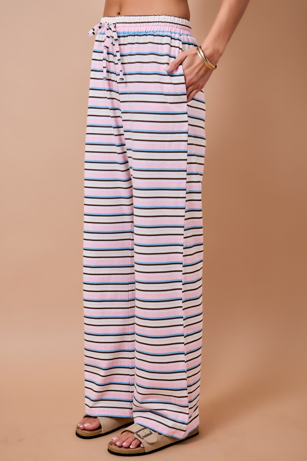 STRIPE WIDE LEG LOUNGE PANTS