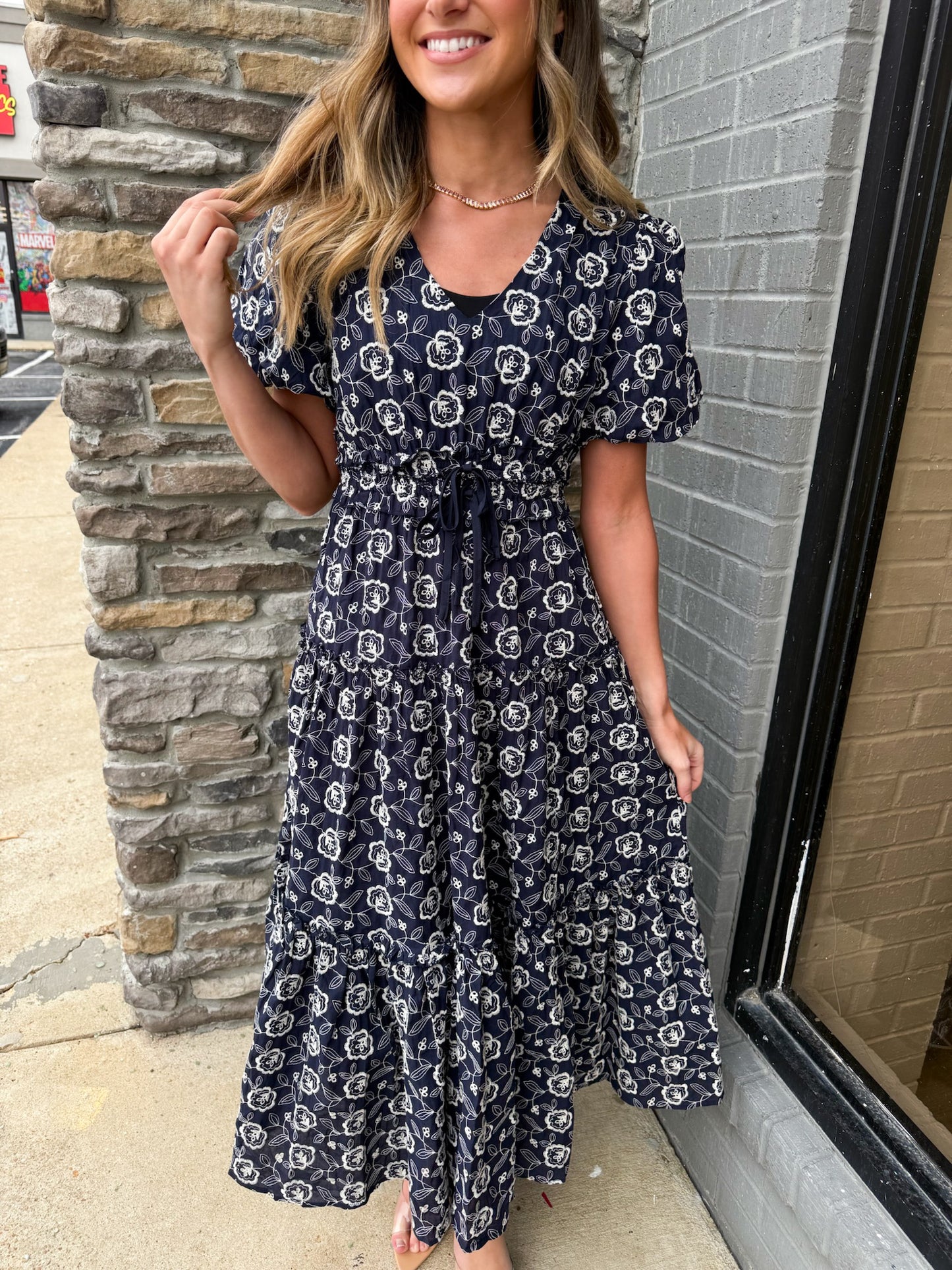 THE GAIL EMBROIDERED MIDI DRESS