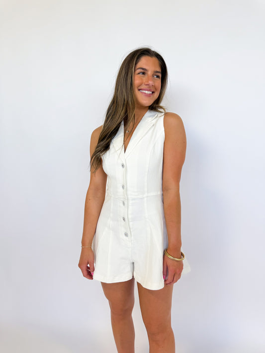 LIKE IT LOVE IT WHITE DENIM ROMPER