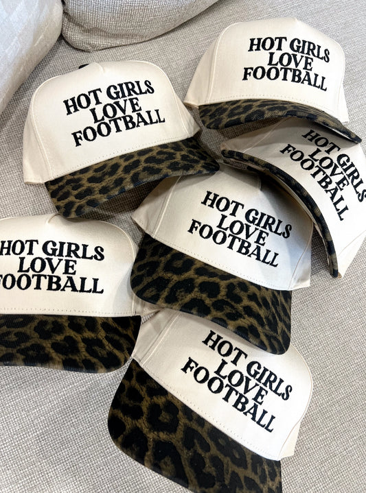 HOT GIRLS LOVE FOOTBALL LEOPARD HAT