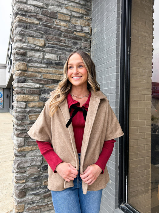 WOOL BLEND CAPE JACKET