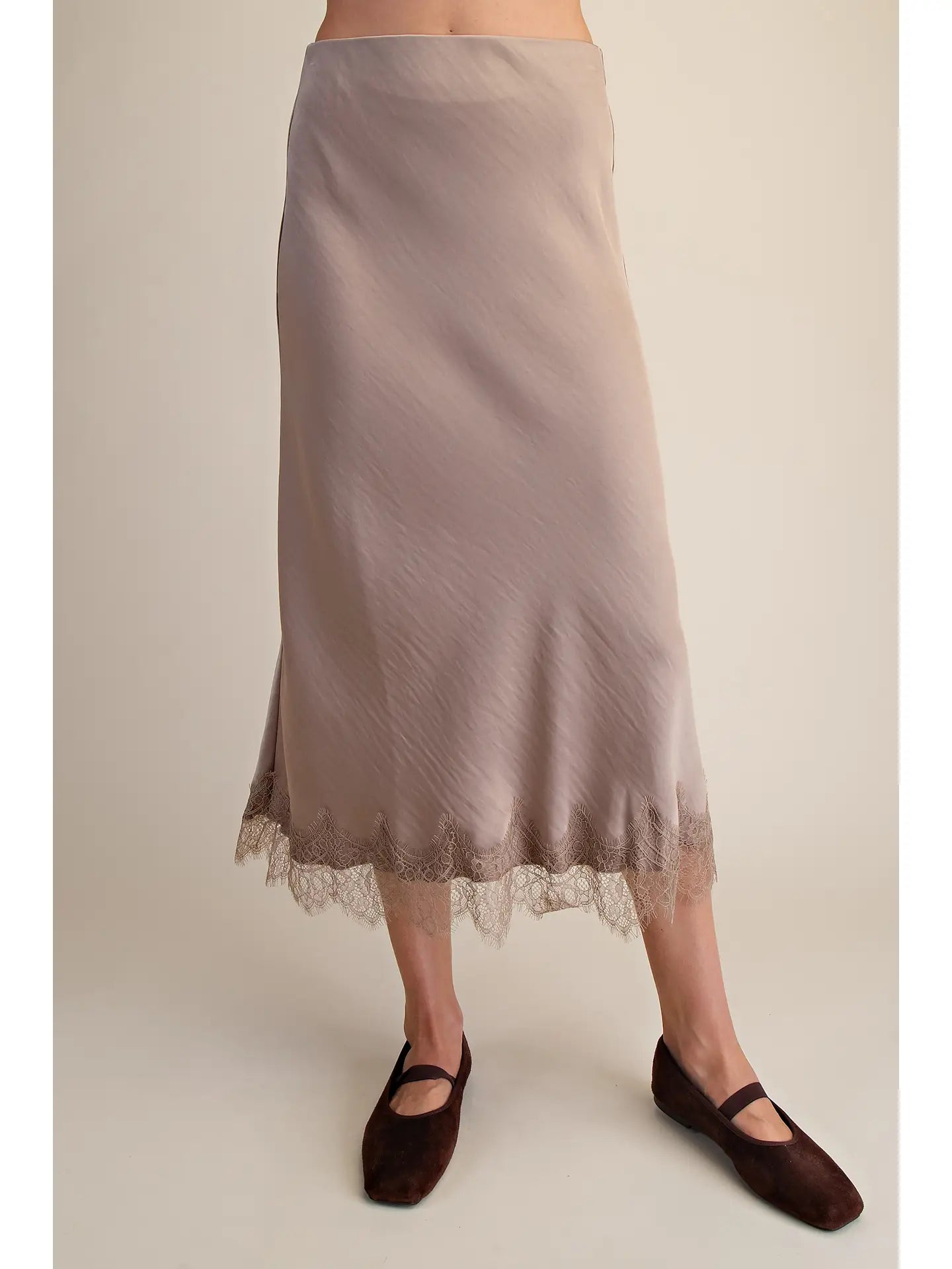 SATIN LACE MIDI SKIRT (3 COLORS)