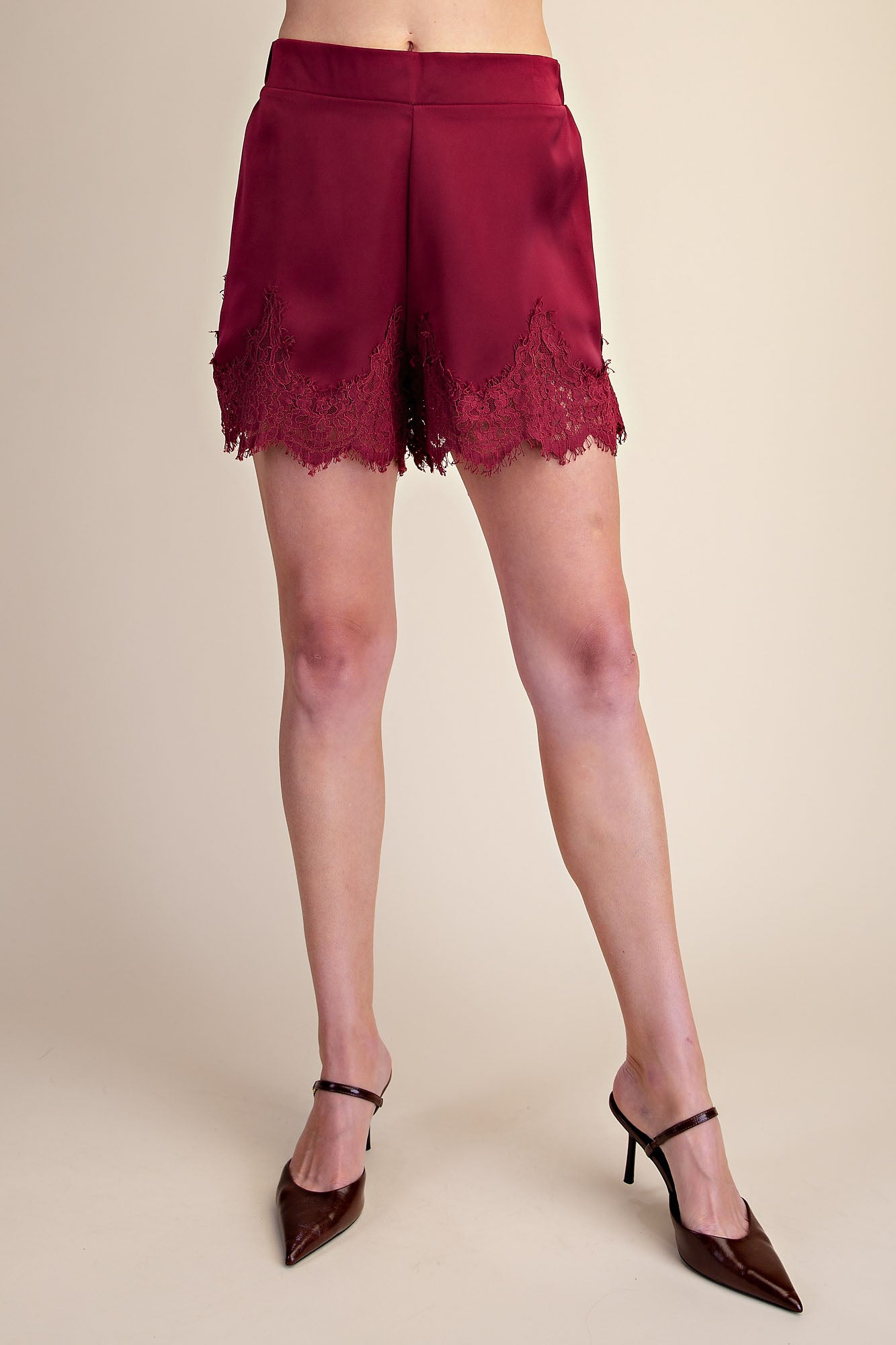 TRENDING NOW SATIN LACE MINI SHORTS