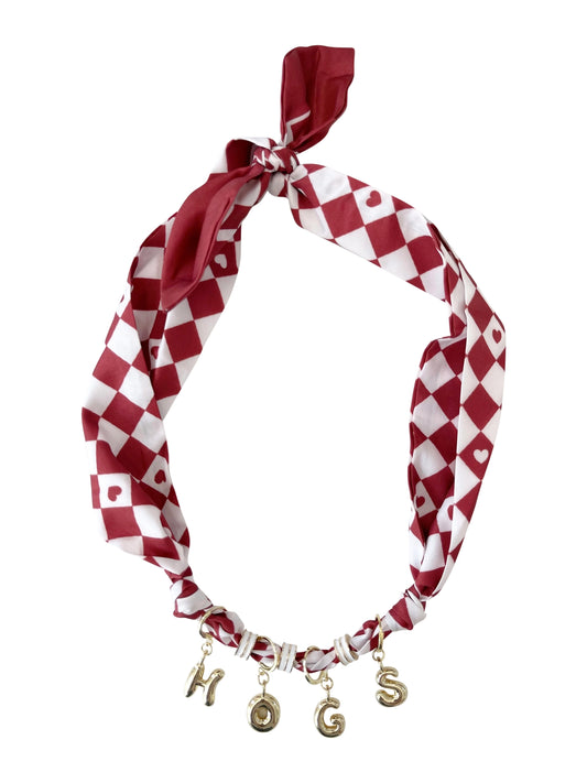 HOGS GAMEDAY BUBBLE LETTER SCARF NECKLACE