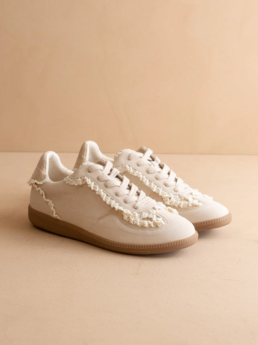CREAM LACE TRIM RETRO SNEAKERS