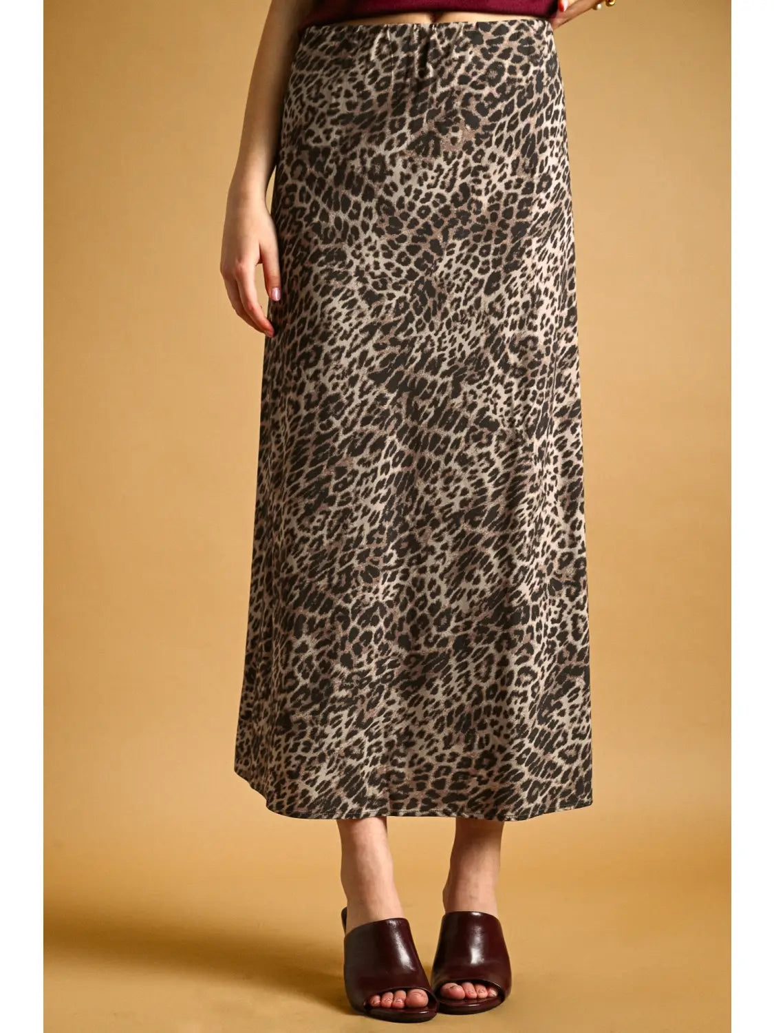 LEOPARD PRINT SATIN MAXI SKIRT