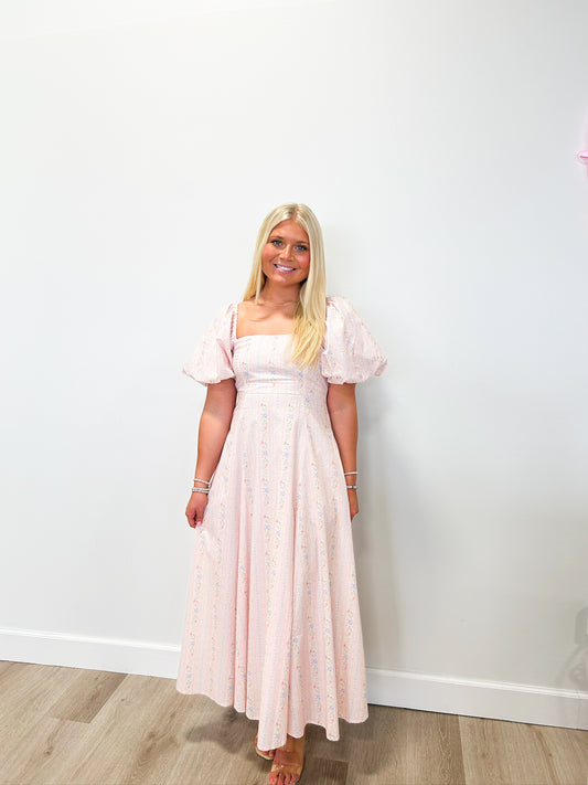 SO FANCY WALL PAPER FLORAL MIDI DRESS