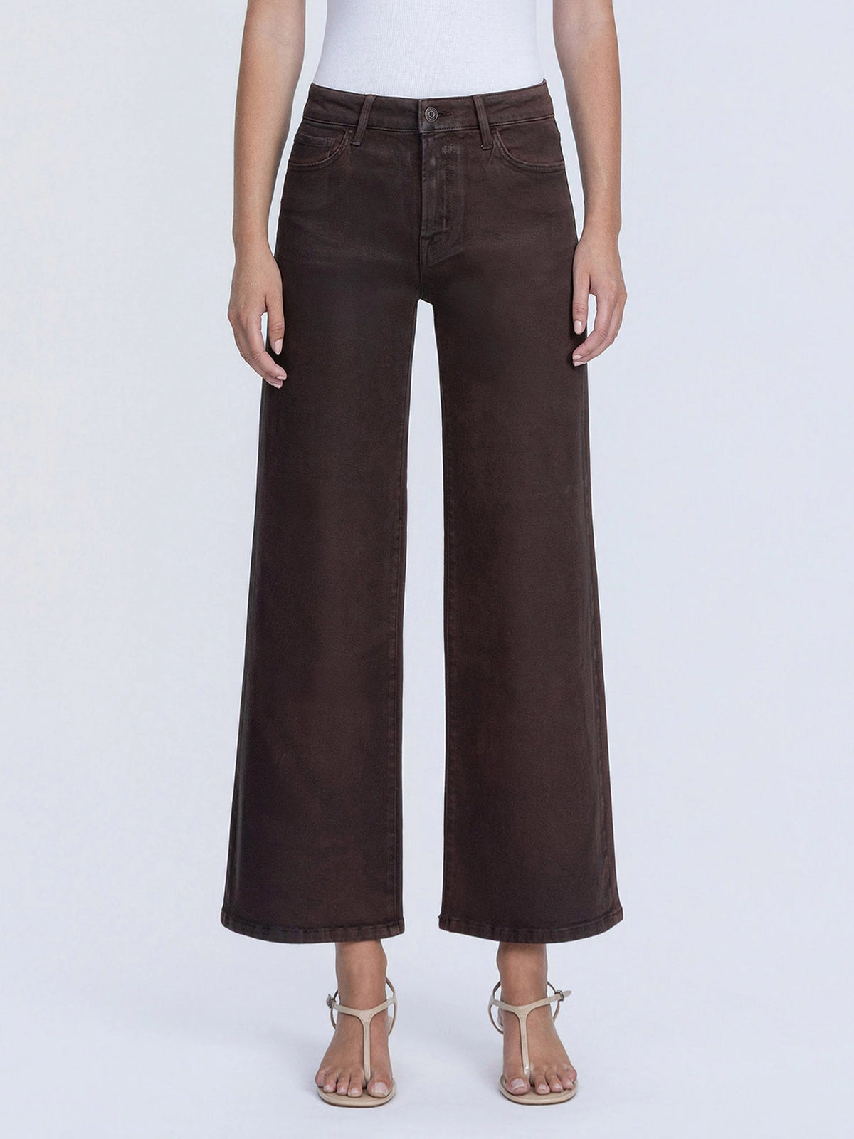 HIGH RISE COFFEE WIDE LEG JEANS