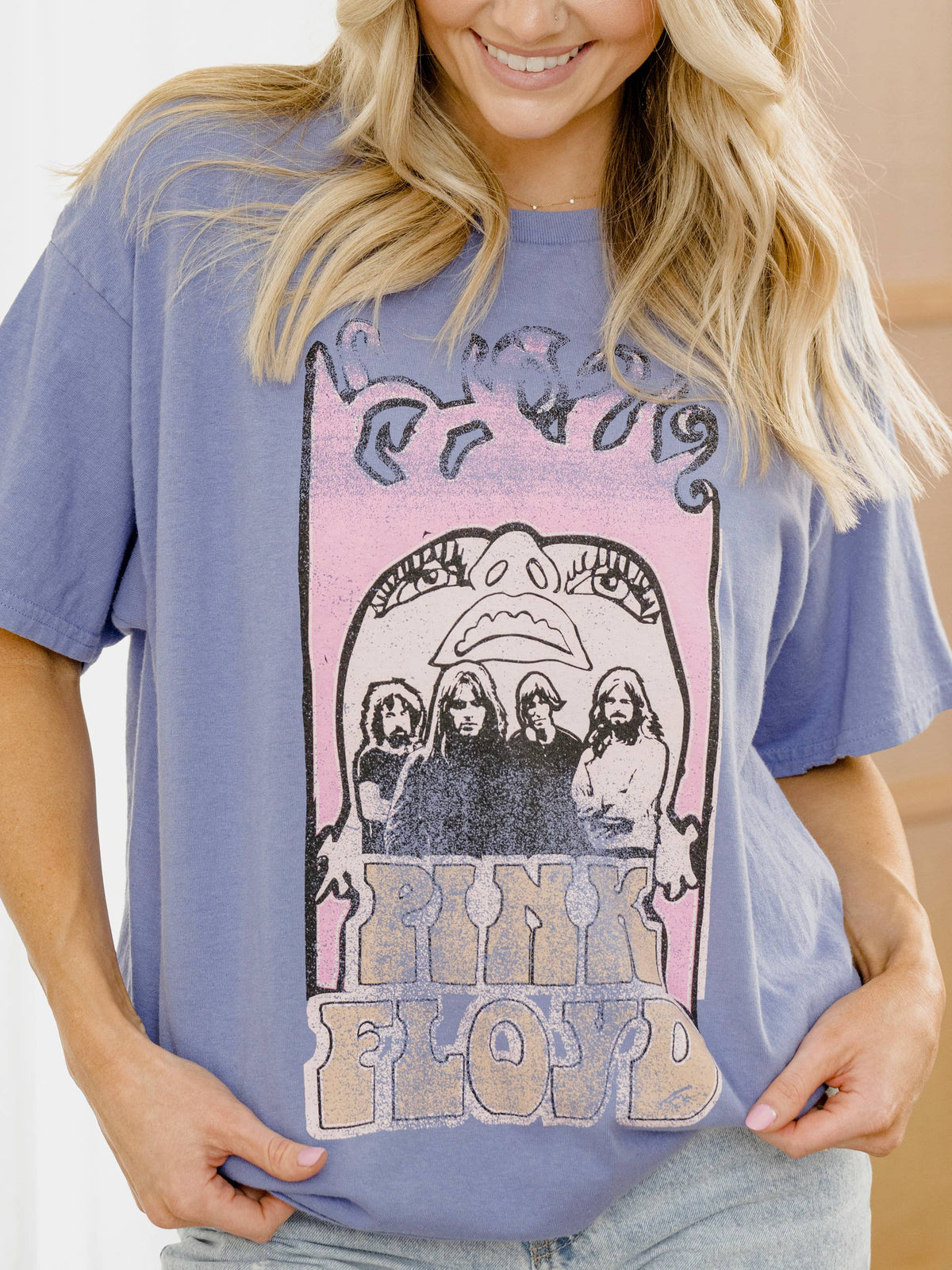 Pink Floyd Festival Colors Violet Thrifted Graphic Tee