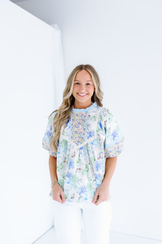 PEACE BE STILL LACE TRIM TOP
