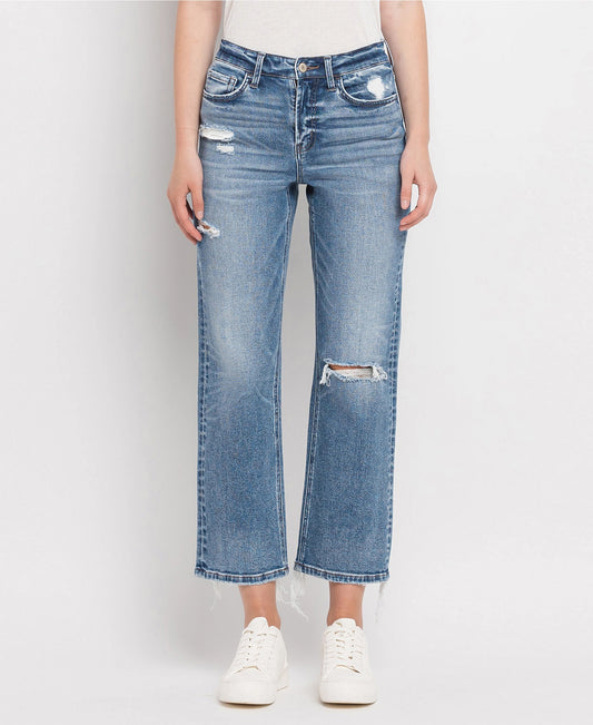 HIGH RISE DISTRESSED CROP JEANS