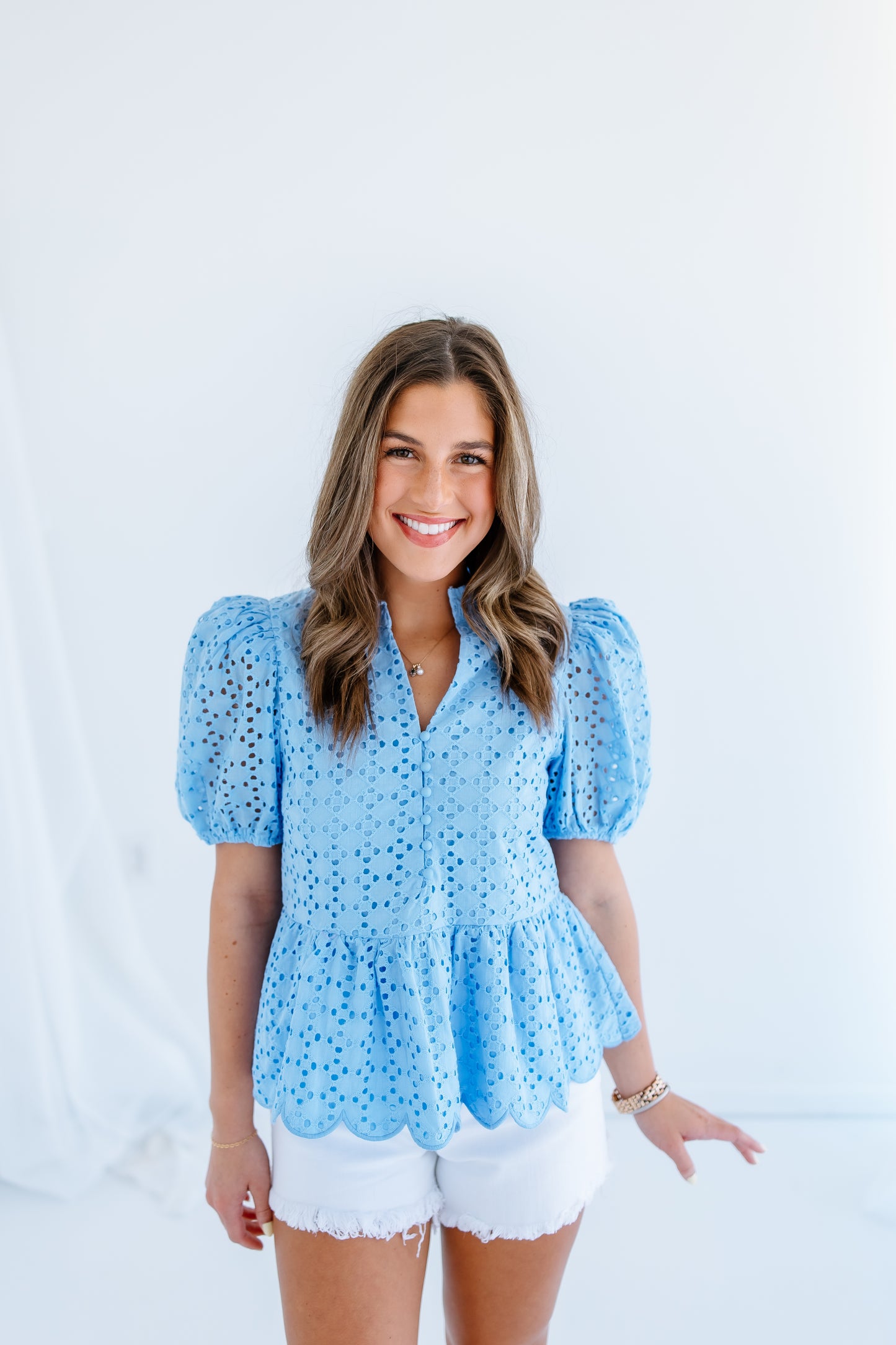 LET LIVE EYELET TOP