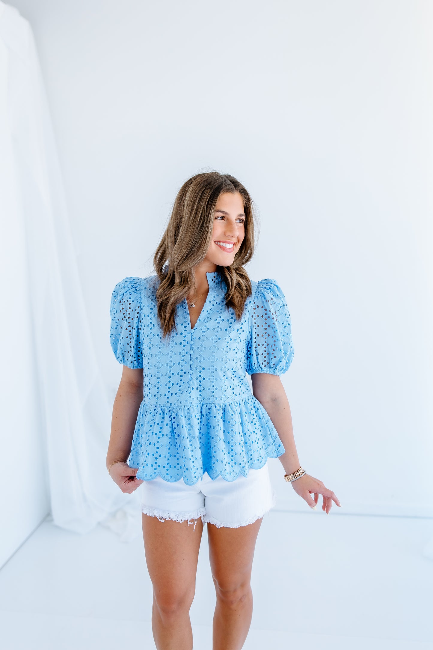 LET LIVE EYELET TOP