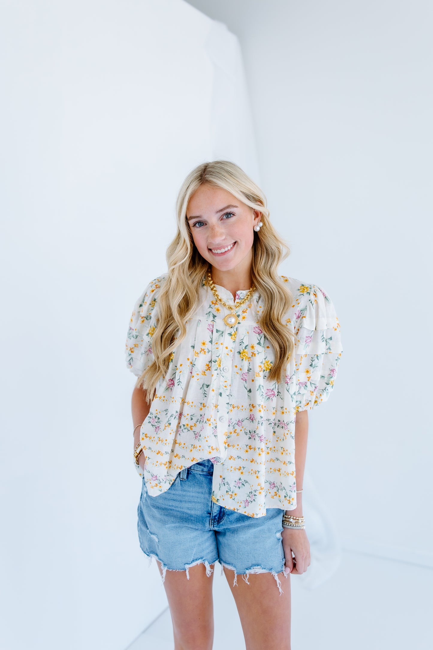 ALINA FLORAL PUFF SLEEVE TOP