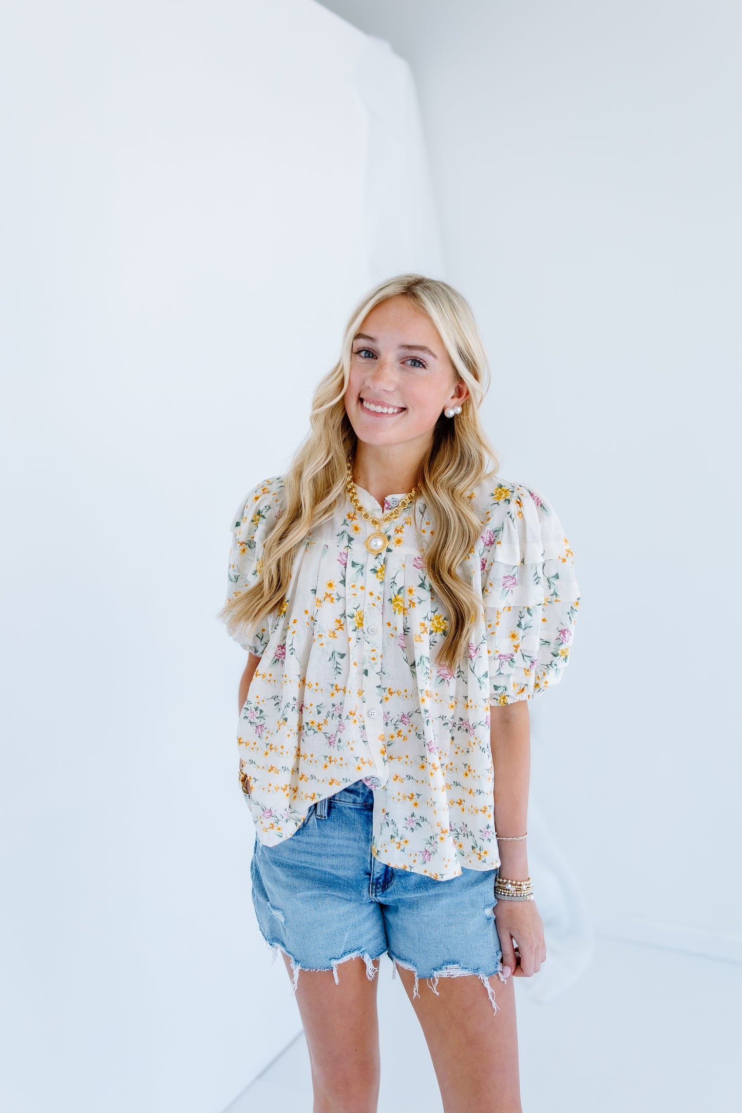 ALINA FLORAL PUFF SLEEVE TOP