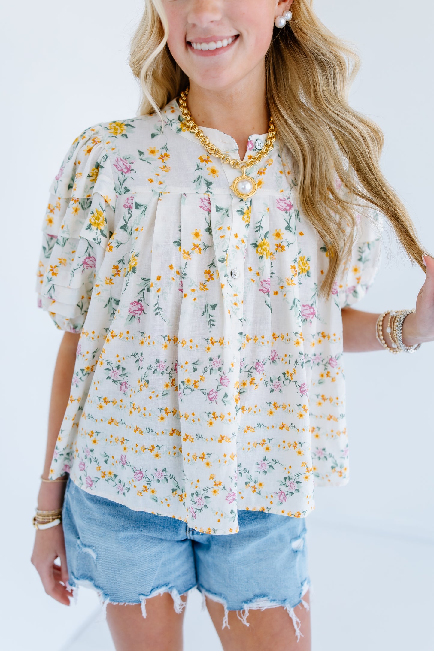 ALINA FLORAL PUFF SLEEVE TOP