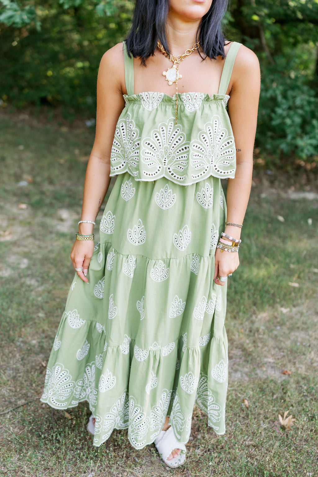 SO WELL EYELET MIDI DRESS