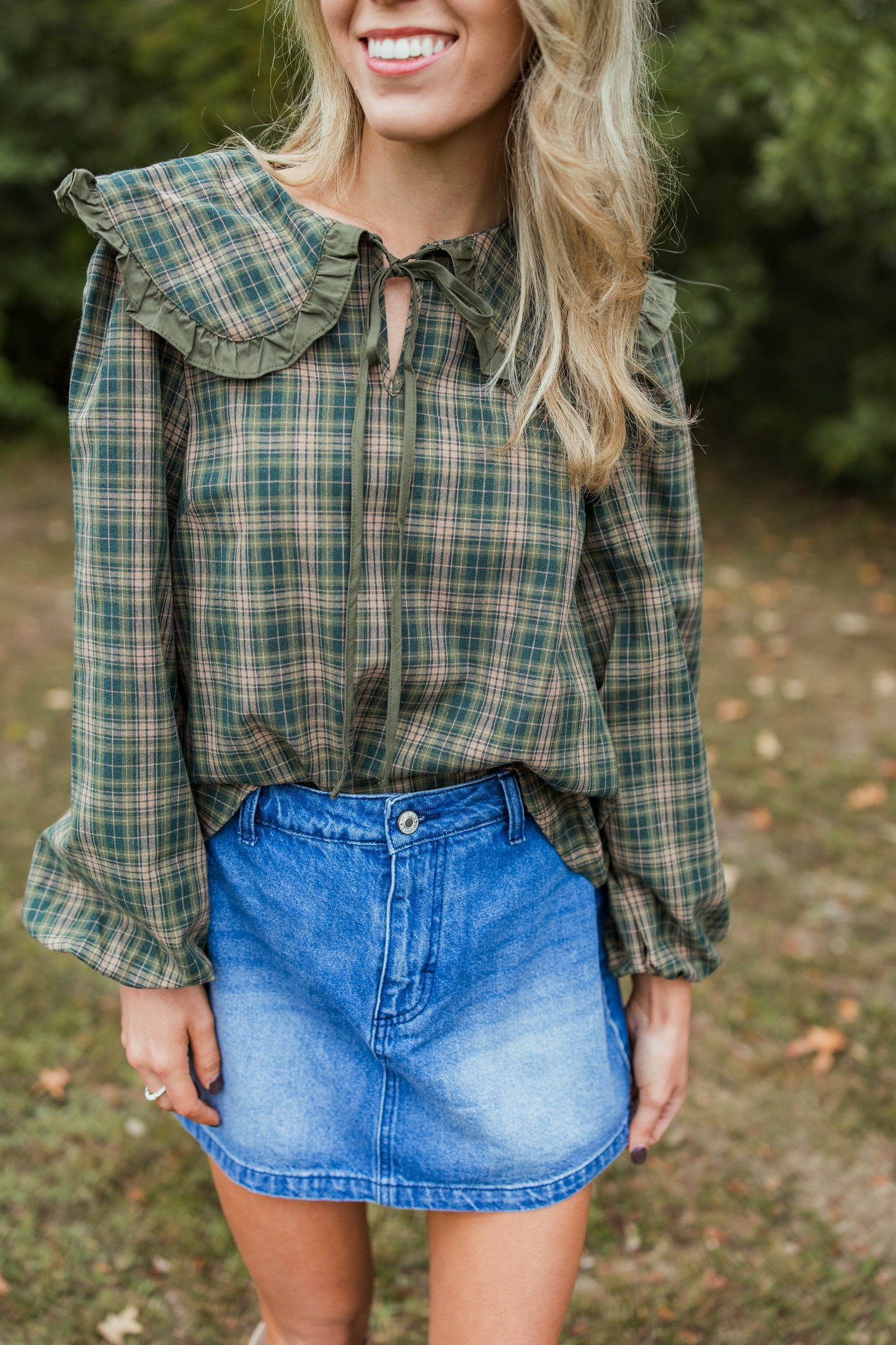 APPLE PICKING COLLAR BLOUSE TOP