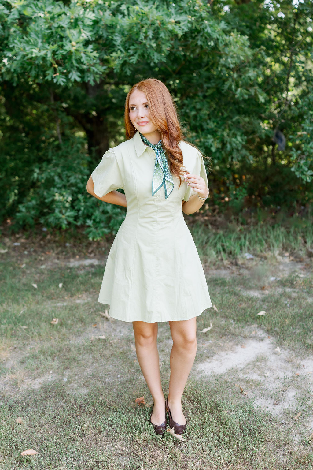 BUTTON UP PLEATED DRESS