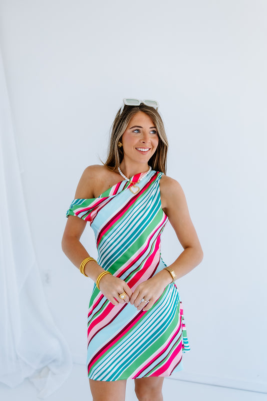 THE THRILLER MULTI STRIPE MINI DRESS