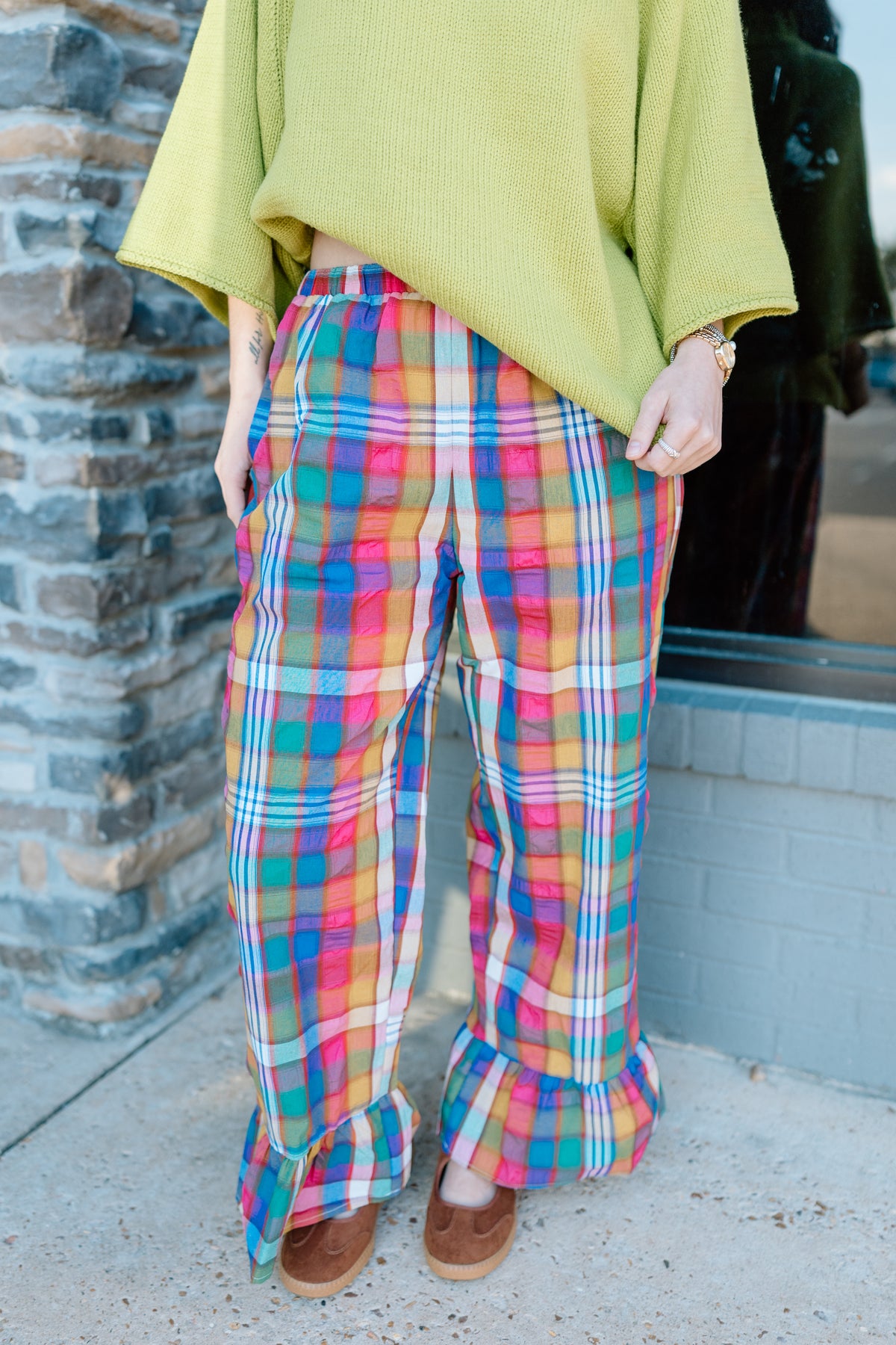MULTI COLOR PLAID PANTS
