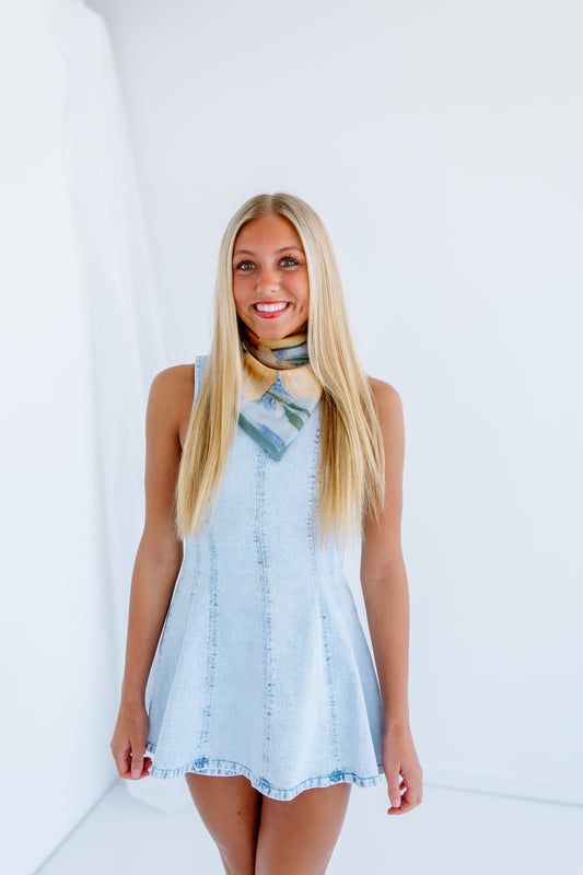 ROUND NECK DENIM ROMPER