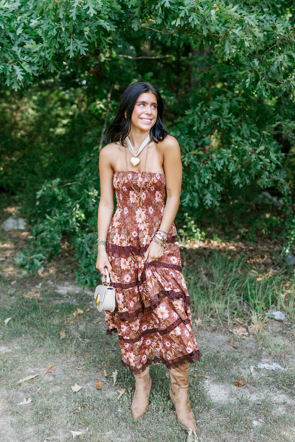 PRINTED TIERED SLEEVELESS MIDI DRESS