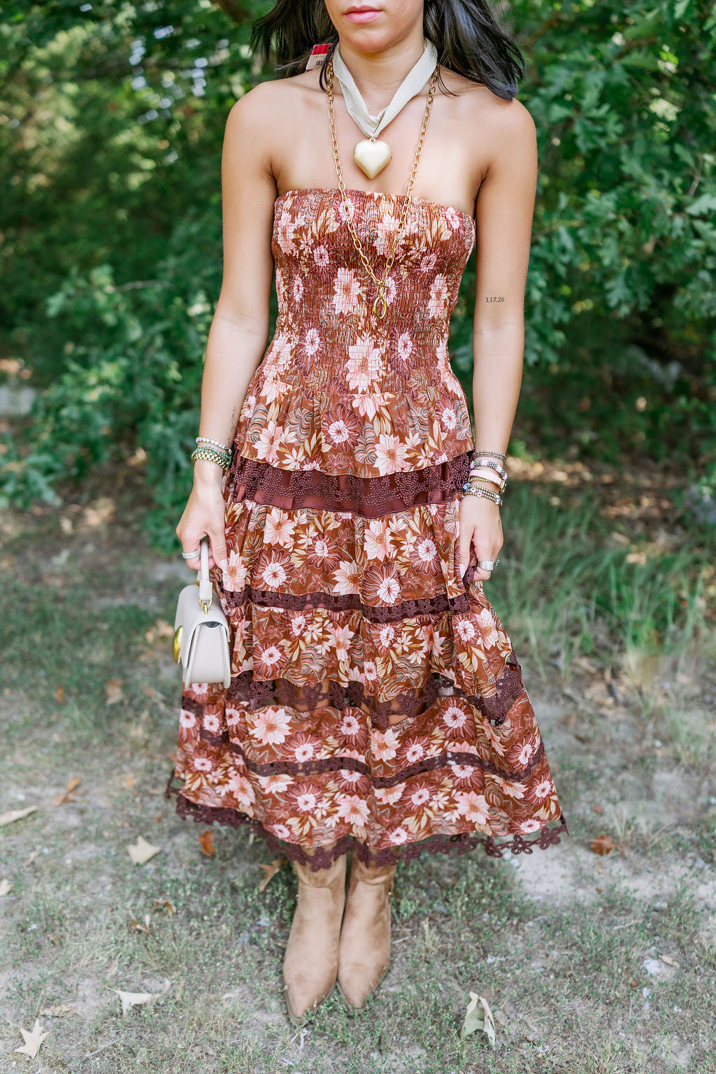 PRINTED TIERED SLEEVELESS MIDI DRESS