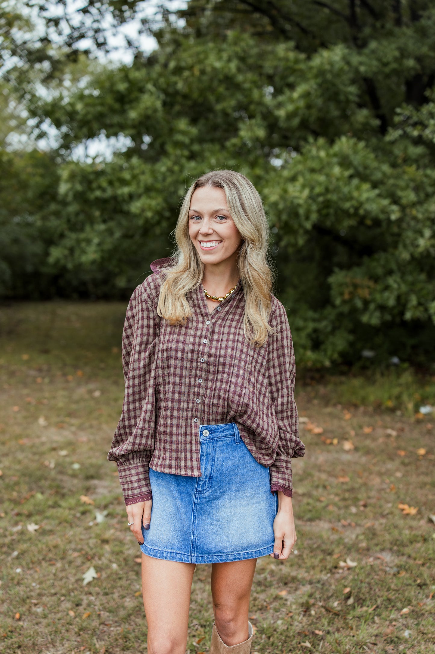 ALEXIS PLAID BLOUSE