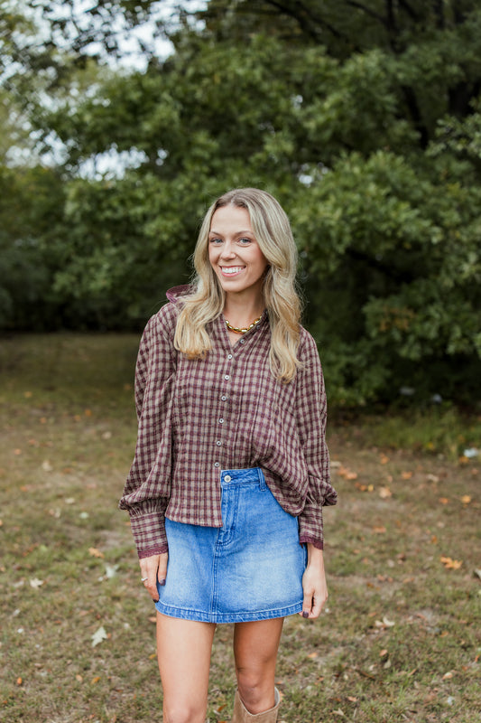 ALEXIS PLAID BLOUSE