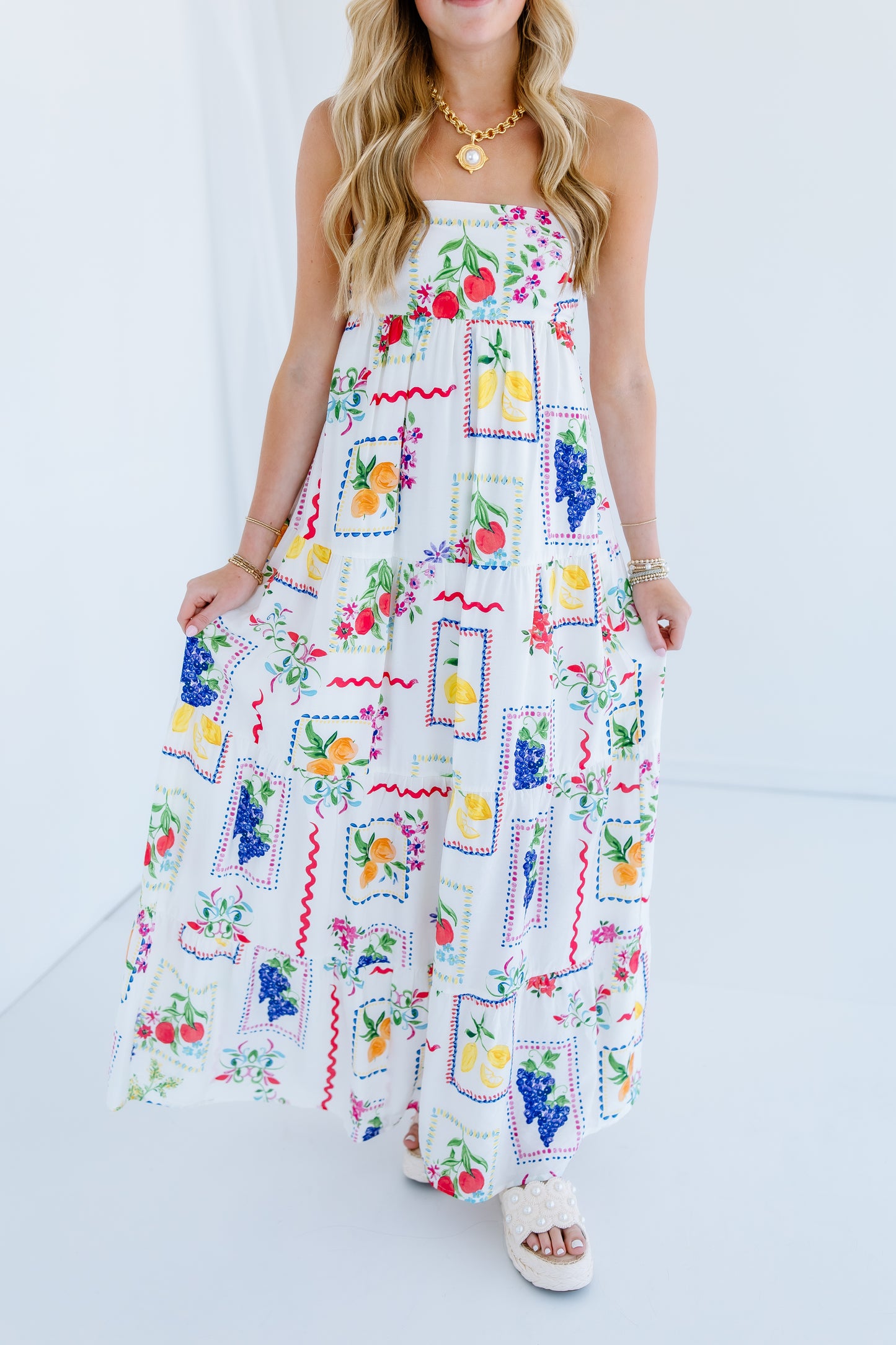 GOT MY PASS PORT STRAPLESS DRESS