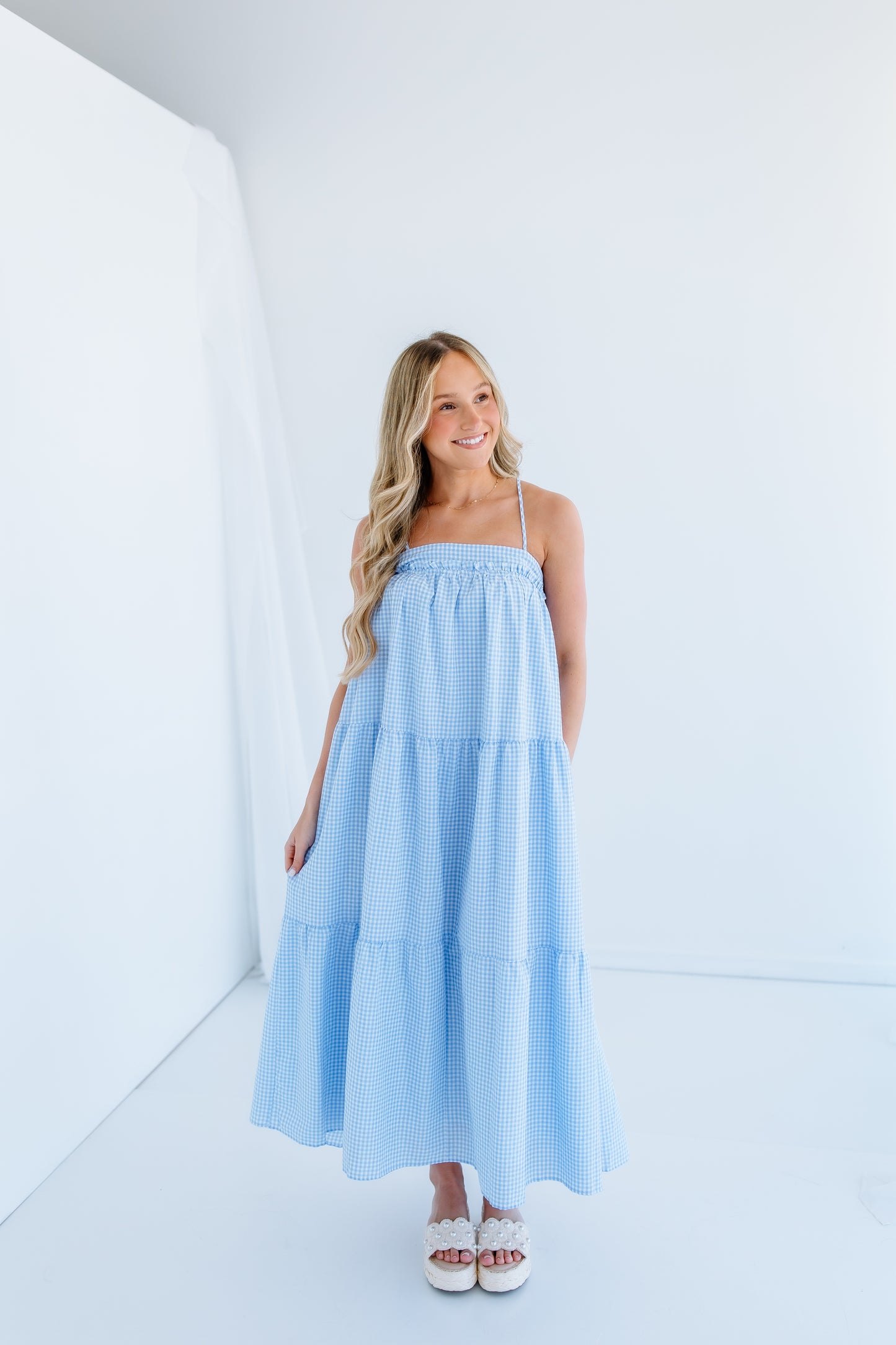 DIAMOND BLUE GINGHAM DRESS