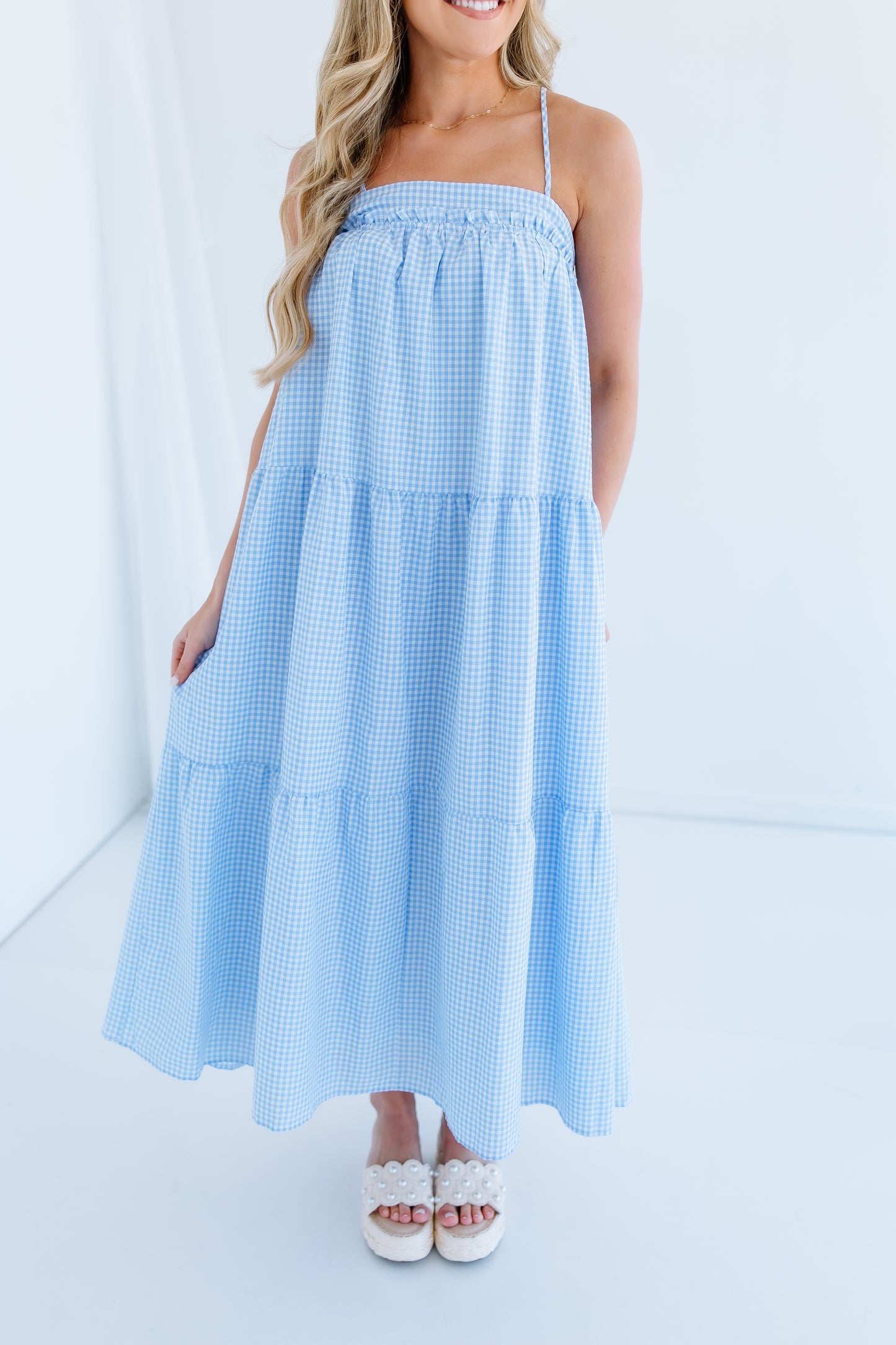 DIAMOND BLUE GINGHAM DRESS