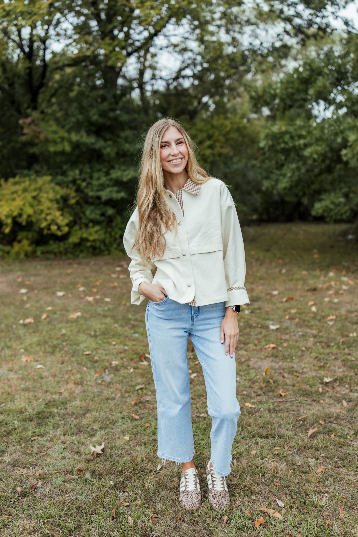 GINGHAM DETAIL JACKET