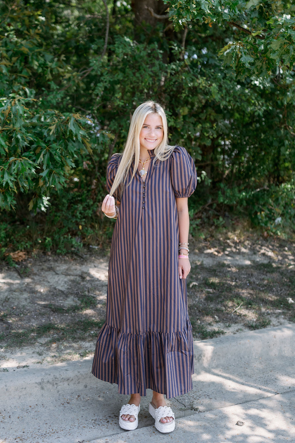 TAKE ME BACK STRIPE MIDI DRESS