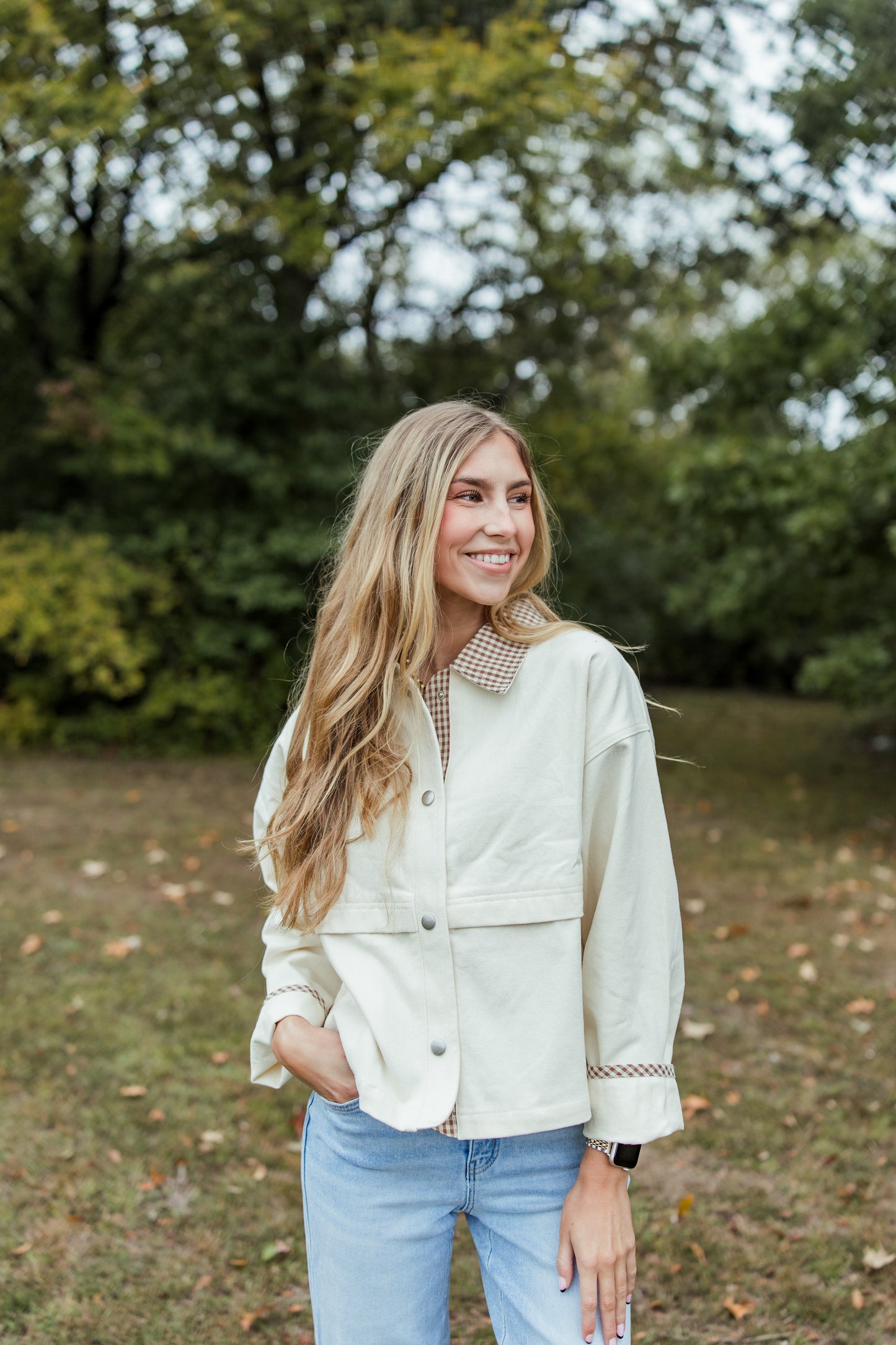 GINGHAM DETAIL JACKET