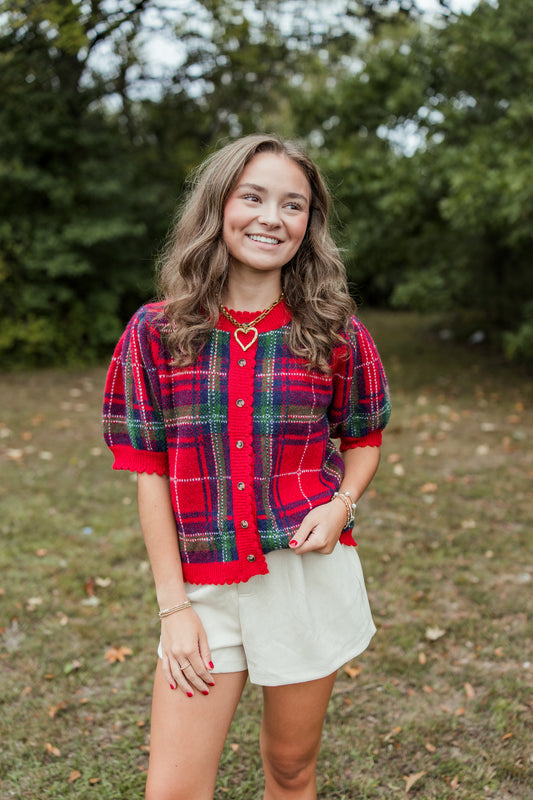 WRAP ME UP PLAID SWEATER