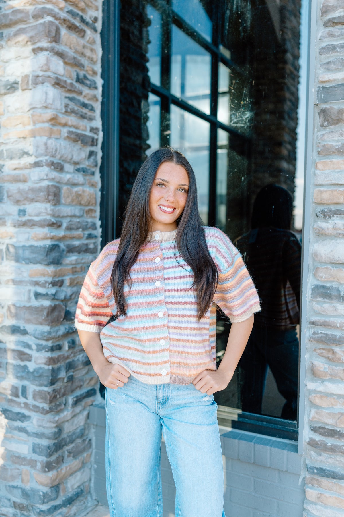COLORFUL STRIPE SWEATER TOP