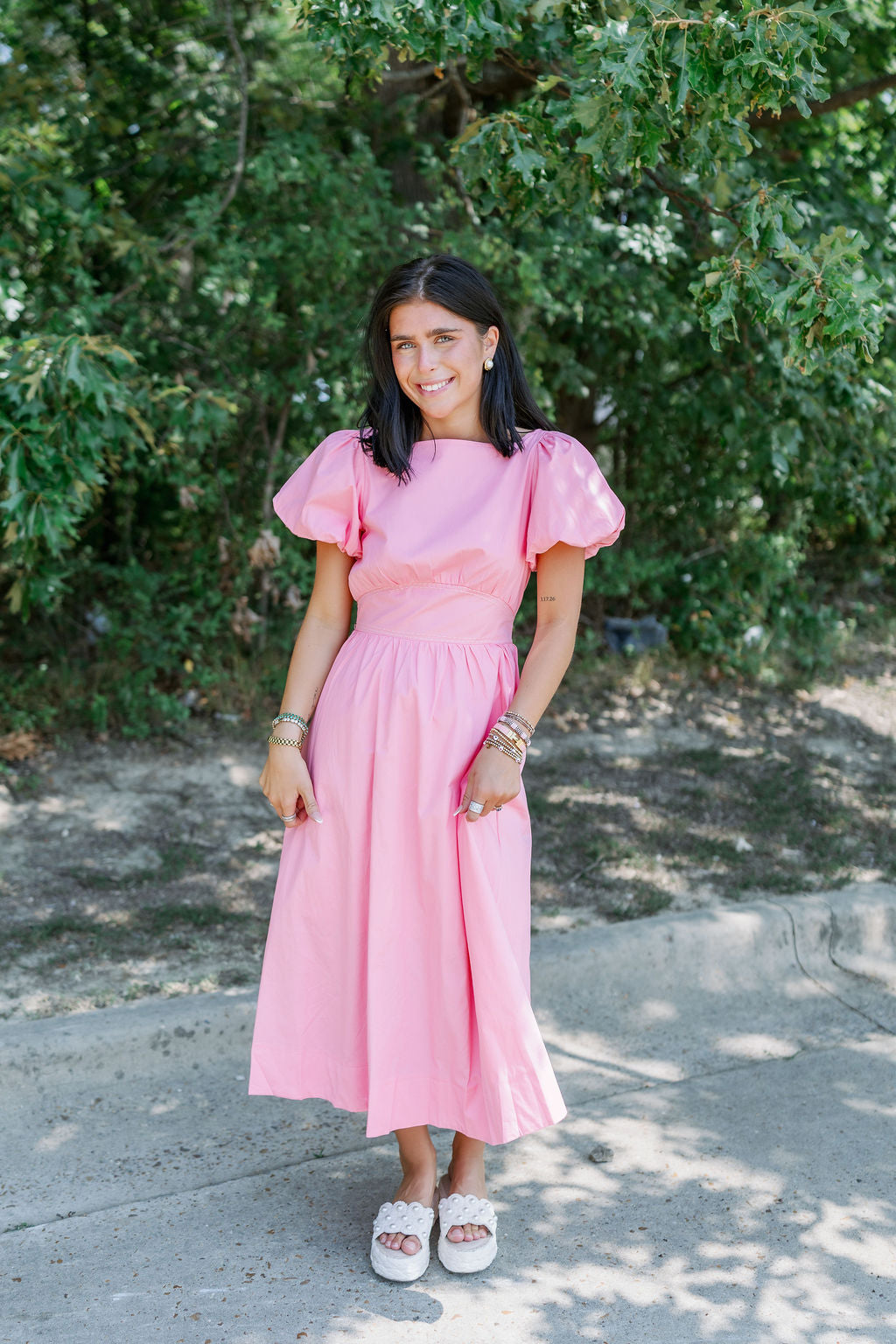 BOATNECK STITCH MIDI DRESS