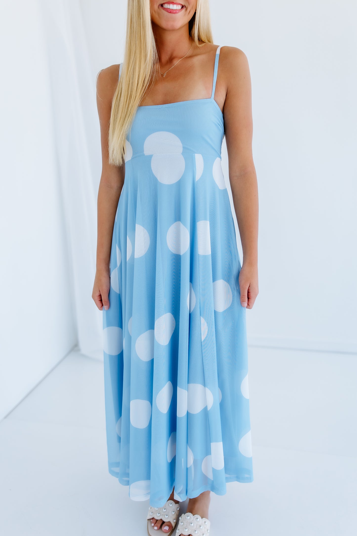 KNOW MY NAME POLKA DOT MAXI DRESS