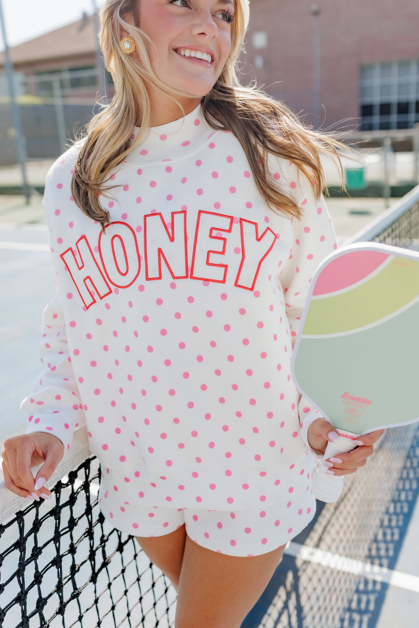 HONEY POLKA DOT MOCK NECK