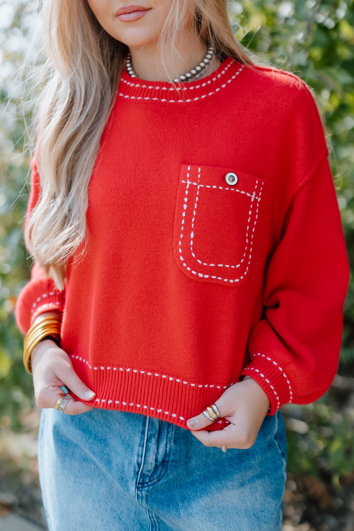 COZY BY THE FIRE BLANKET STICH SWEATER