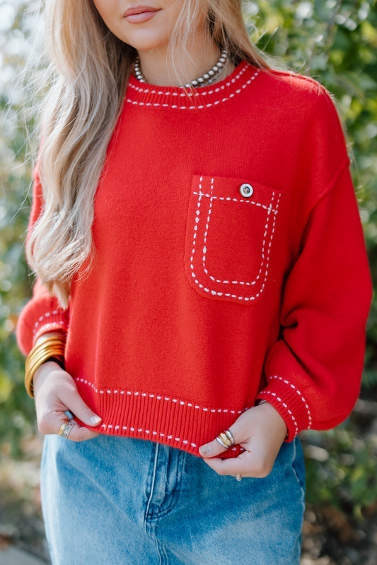 COZY BY THE FIRE BLANKET STICH SWEATER