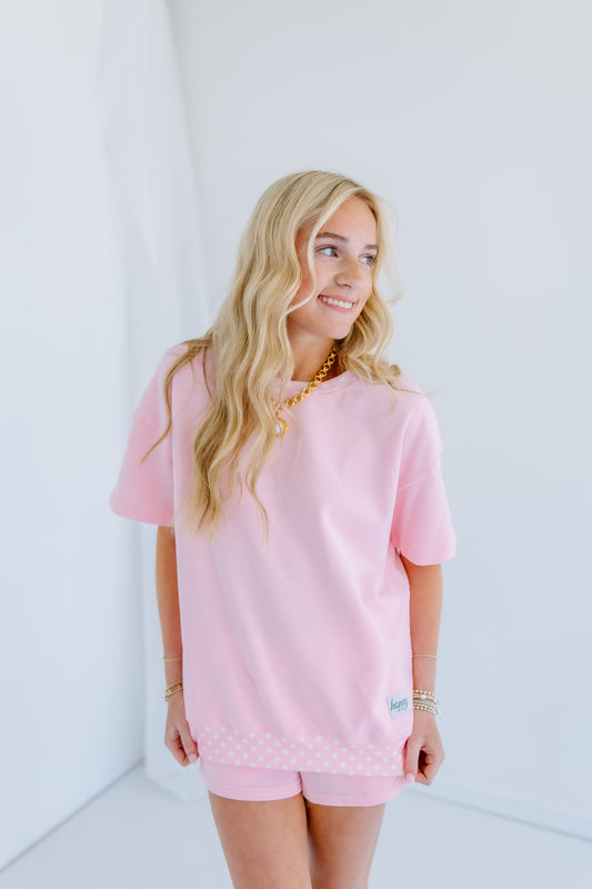 PINK POLKA DOT HONEY TWO PIECE LOUNGE SET